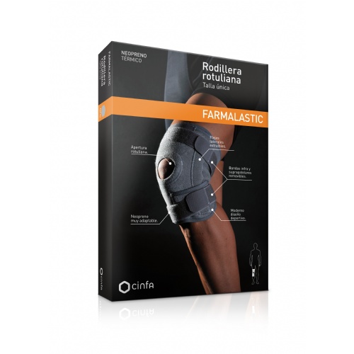 Rodillera abierta farmalastic neopreno tech 1 unidad talla unica color gris - farmalastic neopreno t
