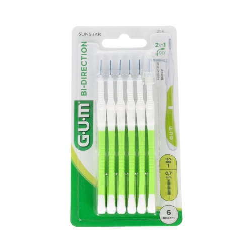 Cepillo interdental gum 2114 bi-direction 6 unidades 0,7 mm - gum 2114 bi-direction