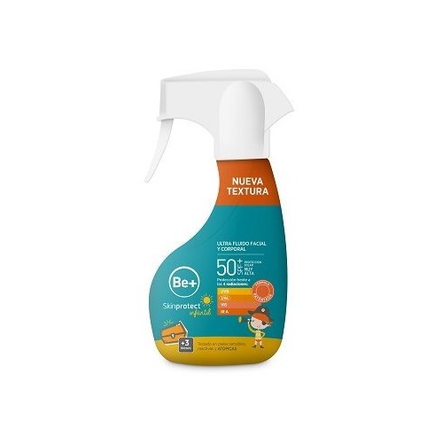 Be+ skinprotect infantil ultrafluido spray facial y corporal spf 50+  1 envase 250 ml