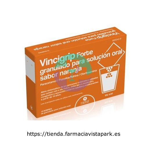 VINCIGRIP FORTE  GRANULADO PARA SOLUCION ORAL SABOR NARANJA, 10 sobres