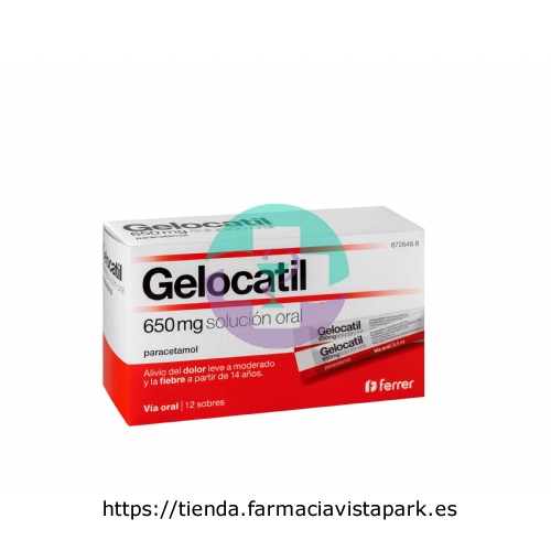 GELOCATIL 650 mg SOLUCION ORAL, 12 sobres