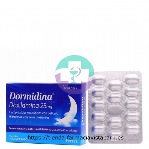 DORMIDINA DOXILAMINA 25 mg COMPRIMIDOS RECUBIERTOS CON PELICULA , 14 comprimidos