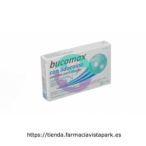 BUCOMAX CON LIDOCAINA PASTILLAS PARA CHUPAR SABOR MENTA, 24 pastillas