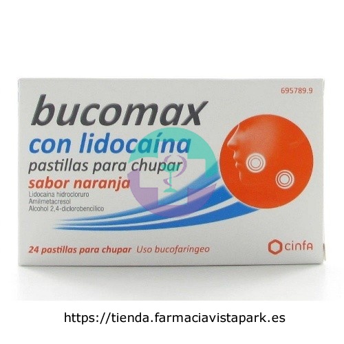 BUCOMAX CON LIDOCAINA PASTILLAS PARA CHUPAR SABOR NARANJA, 24 pastillas