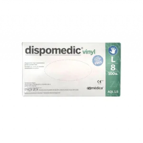 Guantes de vinilo sin polvo dispomedic vinyl 100 unidades talla l - dispomedic vinyl