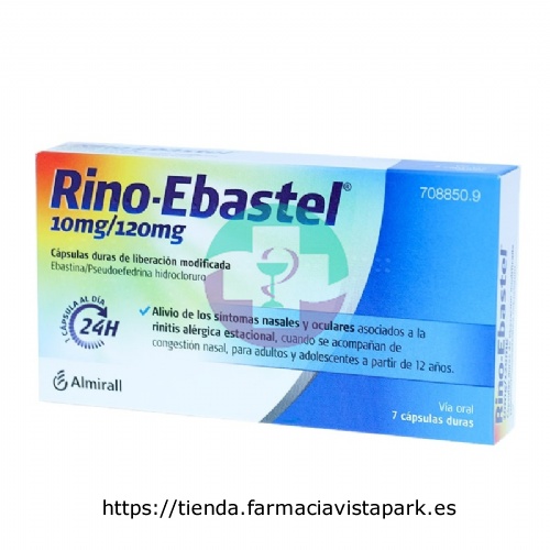 RINO-EBASTEL 10 mg/120 mg CAPSULAS DURAS DE LIBERACION MODIFICADA , 7 cápsulas