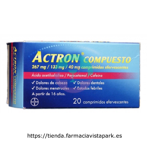 ACTRON COMPUESTO 267 MG/133 MG/40 MG COMPRIMIDOS EFERVESCENTES, 20 comprimidos