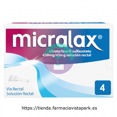 MICRALAX CITRATO/LAURIL SULFOACETATO 450 MG/ 45 MG SOLUCION RECTAL, 4 cánulas de 5 ml