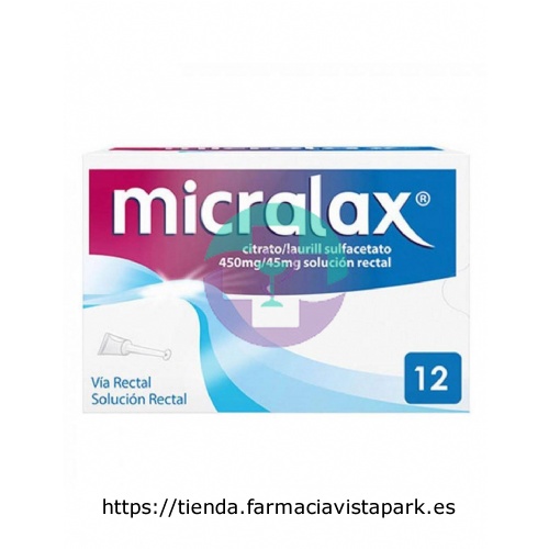 MICRALAX CITRATO/LAURIL SULFOACETATO 450 MG/ 45 MG SOLUCION RECTAL, 12 cánulas de 5 ml