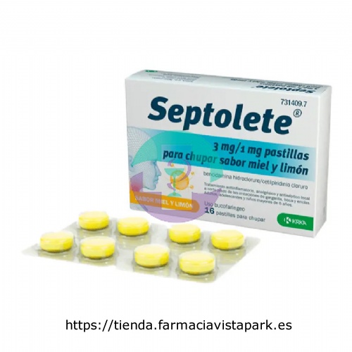 SEPTOLETE 3 MG/1 MG PASTILLAS PARA CHUPAR SABOR MIEL Y LIMON 16 pastillas