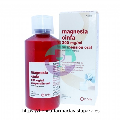 MAGNESIA CINFA 200 mg/ ml SUSPENSION ORAL, 1 frasco de 260 ml