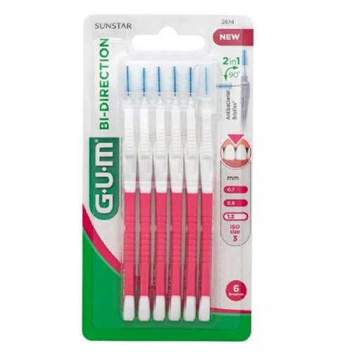 Cepillo interdental gum 2614 bi-direction 6 unidades 1,2 mm - gum 2614 bi-direction