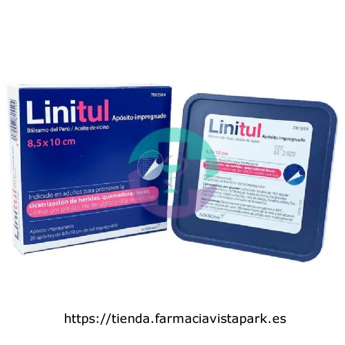 LINITUL CICATRIZANTE APOSITO IMPREGNADO, 20 apósitos de 8,5 x 10 cm