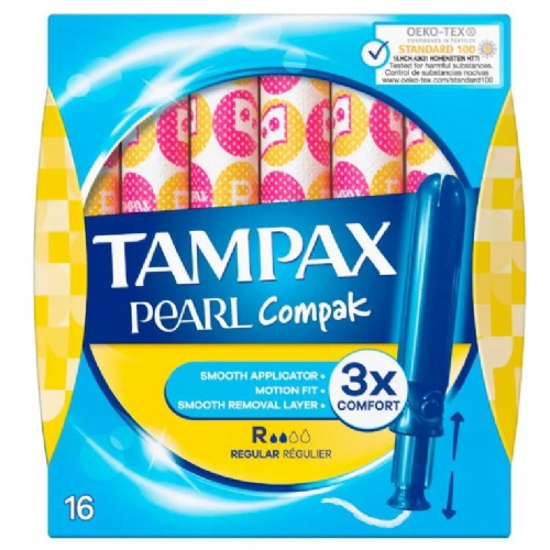 Tampax compak pearl tampon 100%algodon  16 unidades regular