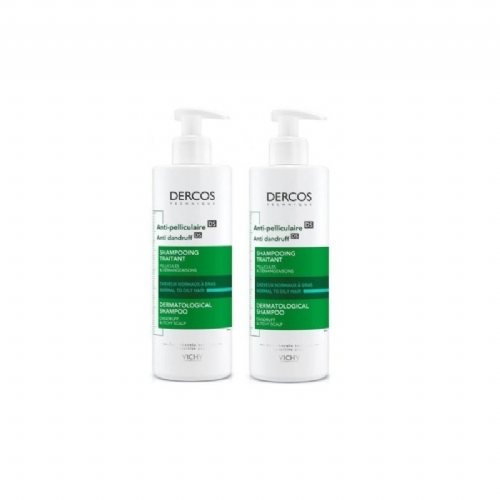 Dercos duplo champu anticaspa grasa 2 x 400ml