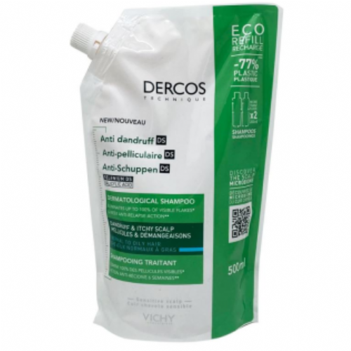 Dercos champu anticaspa ds cabello normal-graso  1 bolsa 500 ml