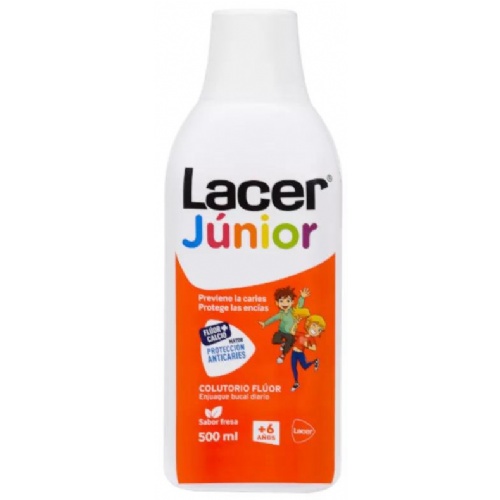 Fluor lacer junior enjuague bucal de uso diario  1 envase 500 ml sabor fresa