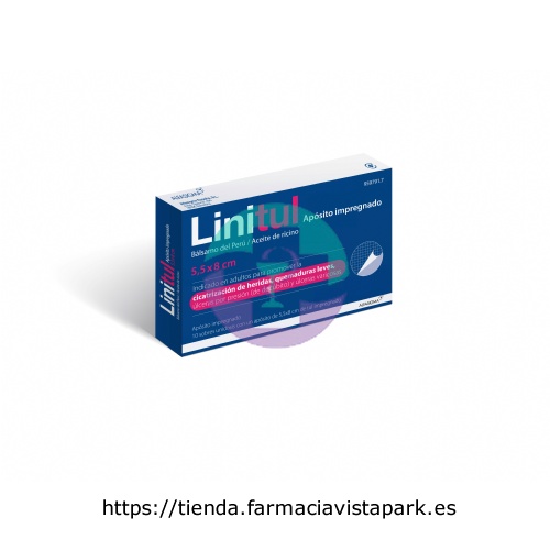 LINITUL CICATRIZANTE APOSITO IMPREGNADO, 10 apósitos de 5,5 x 8 cm