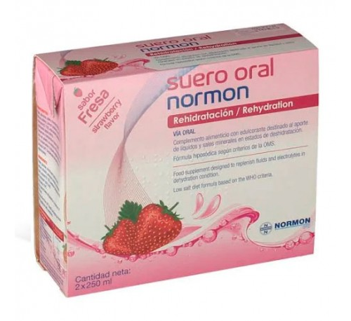 Suero oral normon pack  2 briks 250 ml sabor fresa