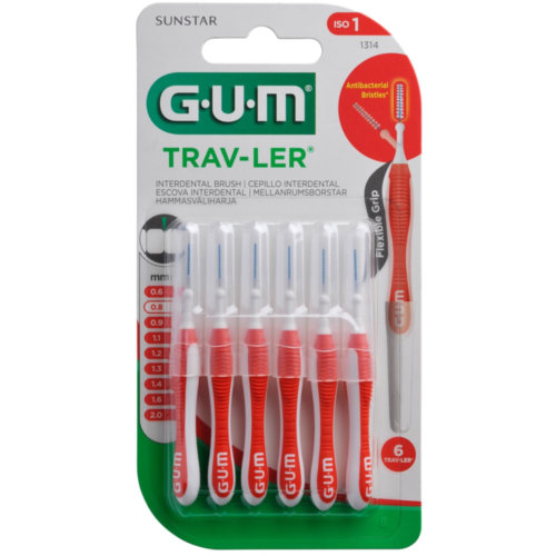 Cepillo interdental gum 1314 trav-ler 0.8 mm 6 unidades - gum 1314 trav-ler