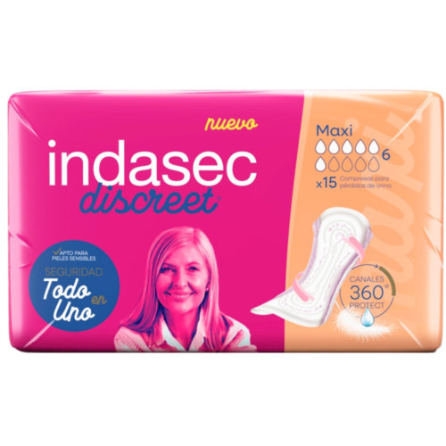 Compresa perdidas leves indasec discreet maxi 15 unidades - indasec discreet