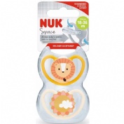 Chupete silicona nuk space 18 - 36 meses 2 unidades leon - nuk space