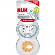 Chupete silicona nuk space 18 - 36 meses 2 unidades zebra - nuk space