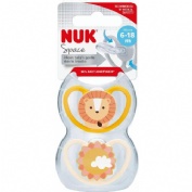 Chupete silicona nuk space 6 - 18 meses 2 unidades leon - nuk space