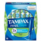 Tampax compak pearl tampon 100%algodon  16 unidades super