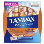 Tampax compak pearl tampon 100%algodon  16 unidades super plus